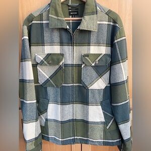Brixton Olive and Cream Plaid Zip Jacket